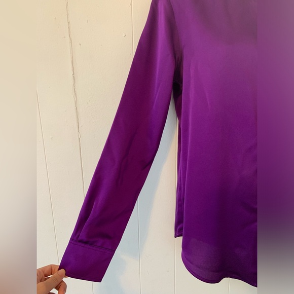 NWT Lauren Ralph Lauren Black Label Purple Satin Blouse PS Petite Small - Picture 3 of 7